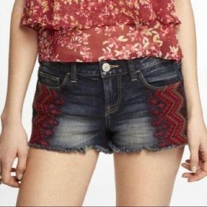 Express Aztec Denim Shorts